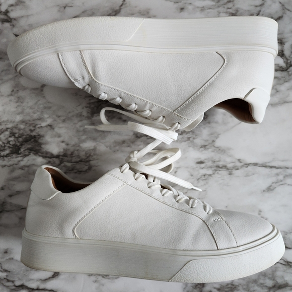 Zara White Monochrome Casual Lace-Up Sneakers, EU Size 40=US Size 10 - Picture 9 of 16